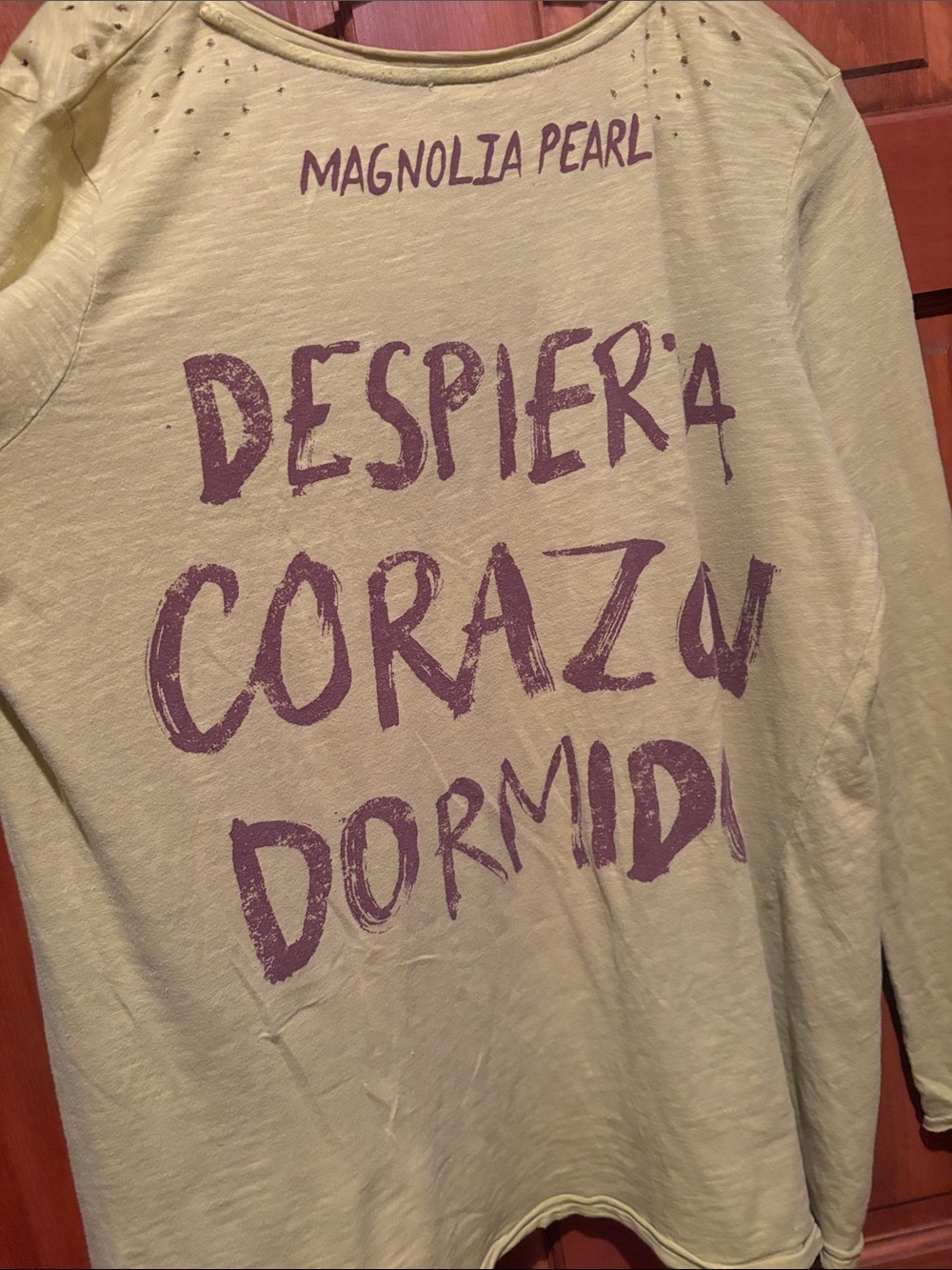 Magnolia Pearl Yellow Heart Graphic Long Sleeve Tee with Pink and Green Accents - Picture 8 of 8